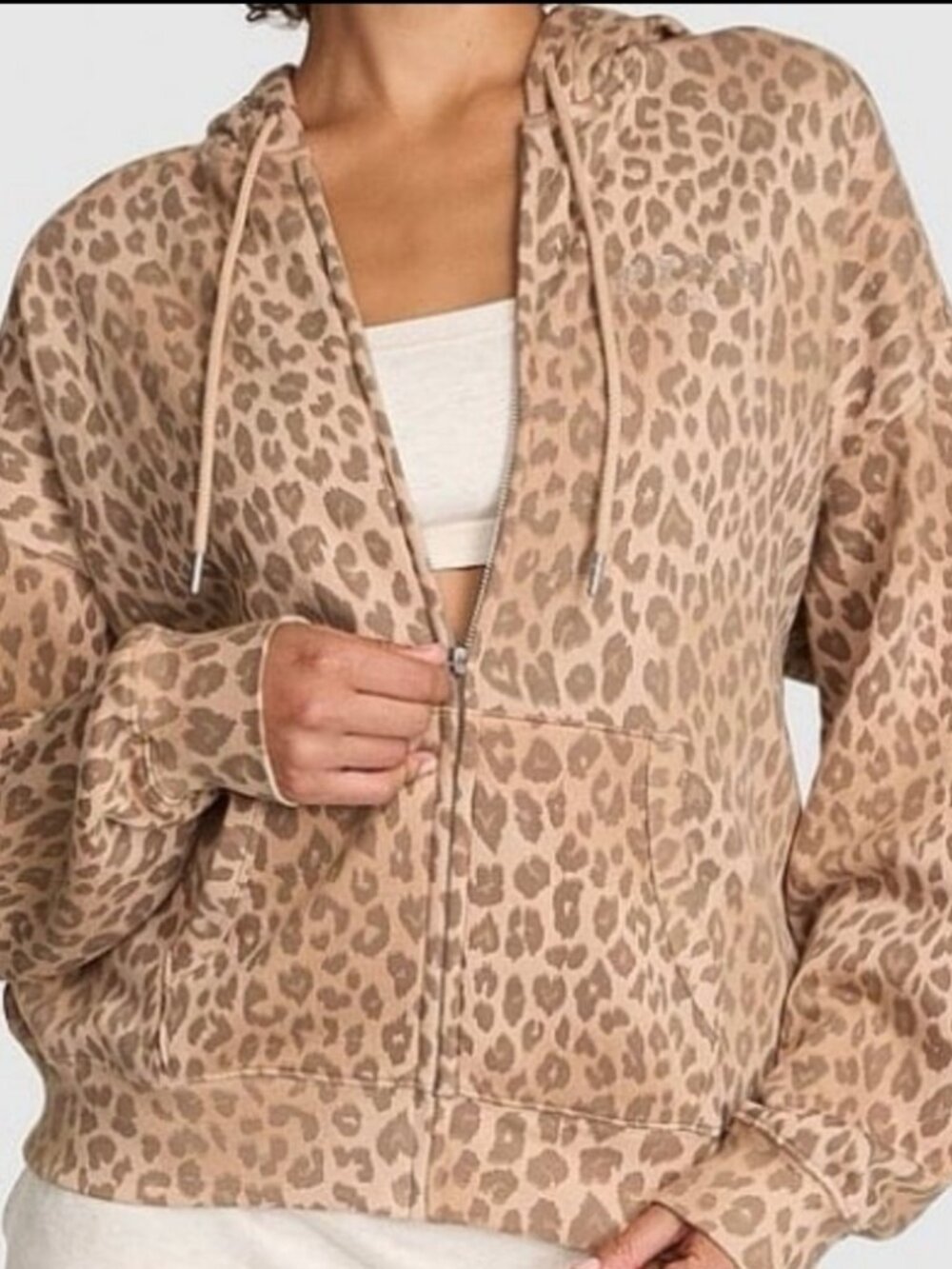 NWT (XXL) VS PINK Ivy Fleece Campus Full-Zip Hoodie in Leopard
